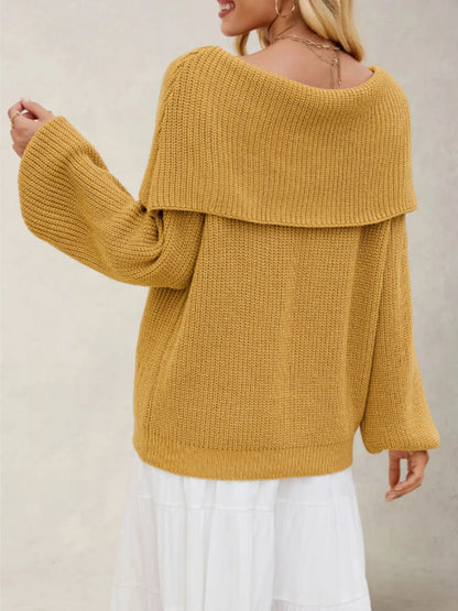 Fold-Over Collar Sweater — AREVONNE product view 2