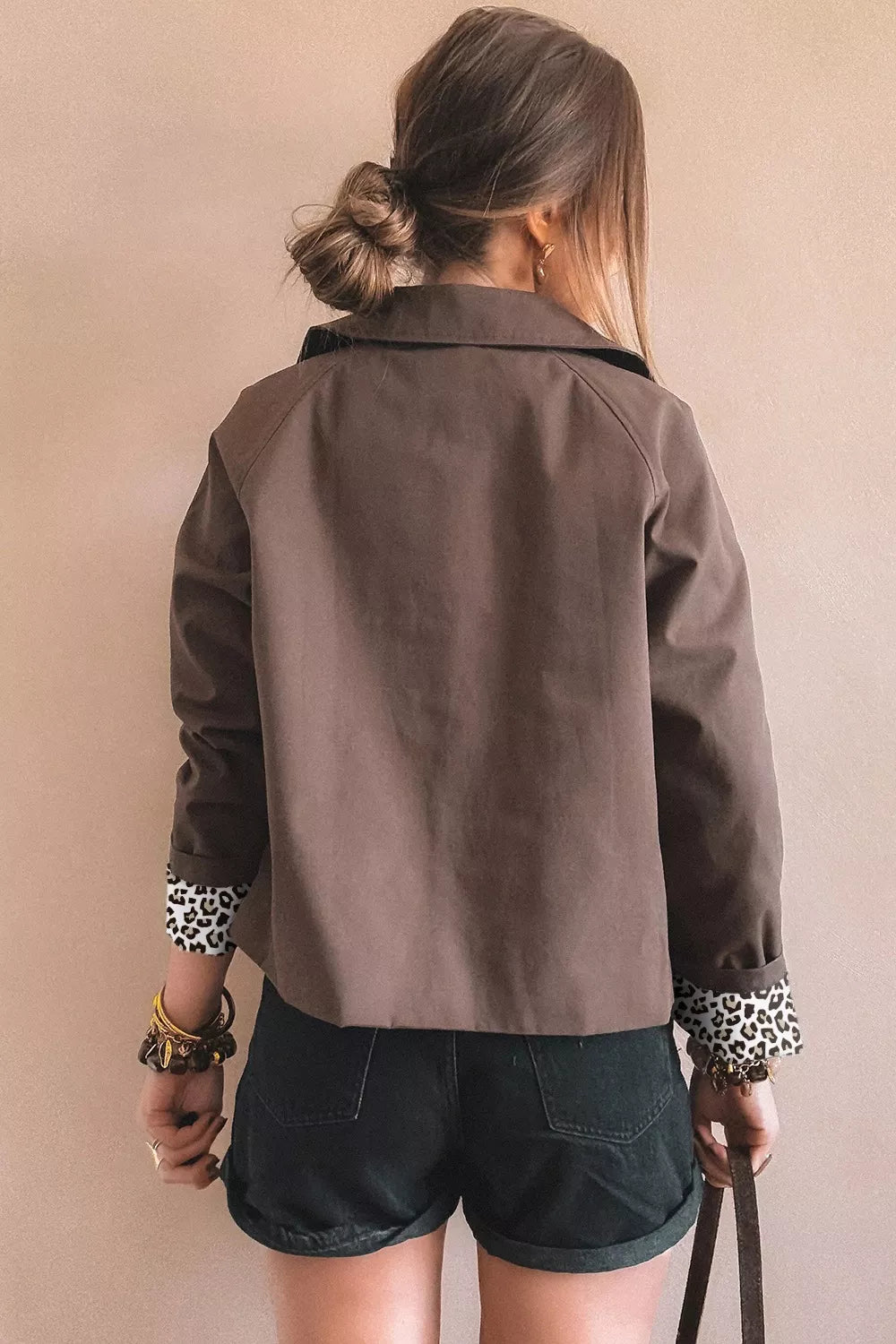 Button-Up Raglan-Sleeve Shacket — AREVONNE product view 2