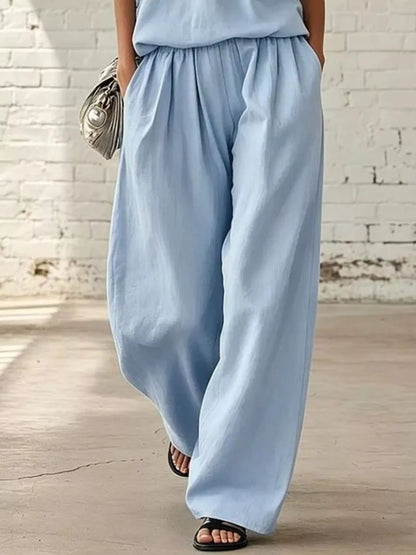 Sleeveless Wide-Leg Two-Piece Set — AREVONNE product view 9