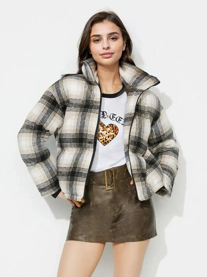 Plaid Zip-Up Jacket — AREVONNE product view 3