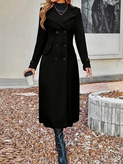 Double-Breasted Longline Trench Coat — AREVONNE product view 5