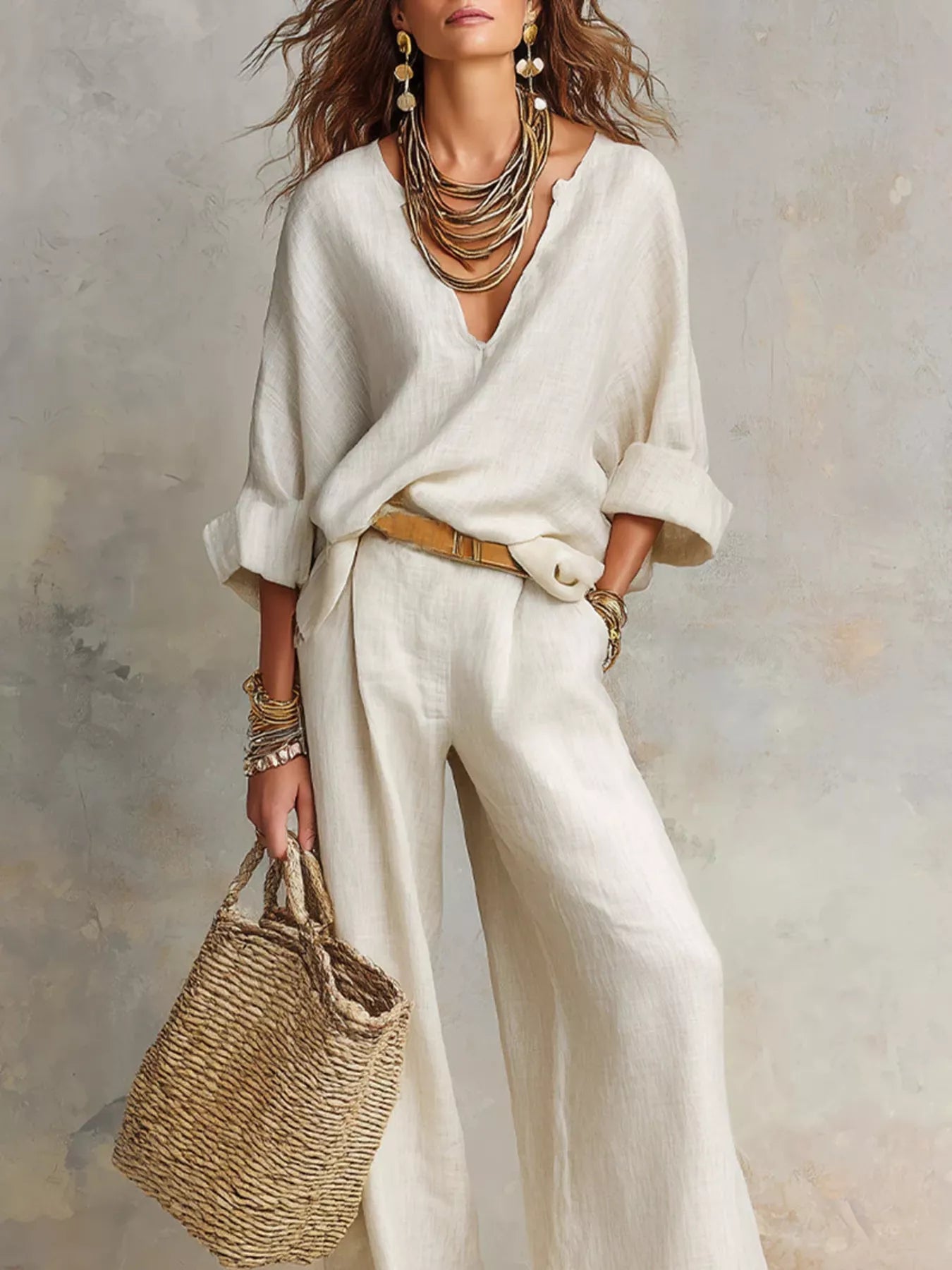 Relaxed Wide-Leg Two-Piece Set — AREVONNE product view 3