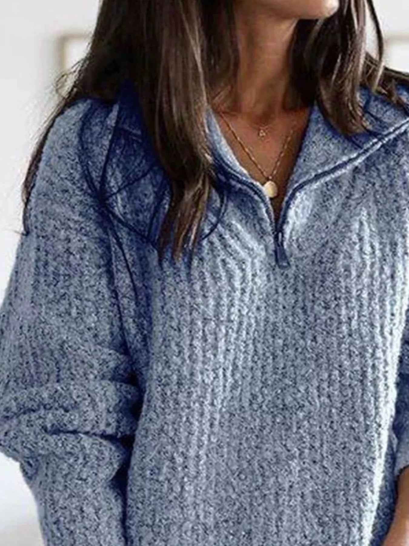Half-Zip Textured Sweater — AREVONNE product view 6