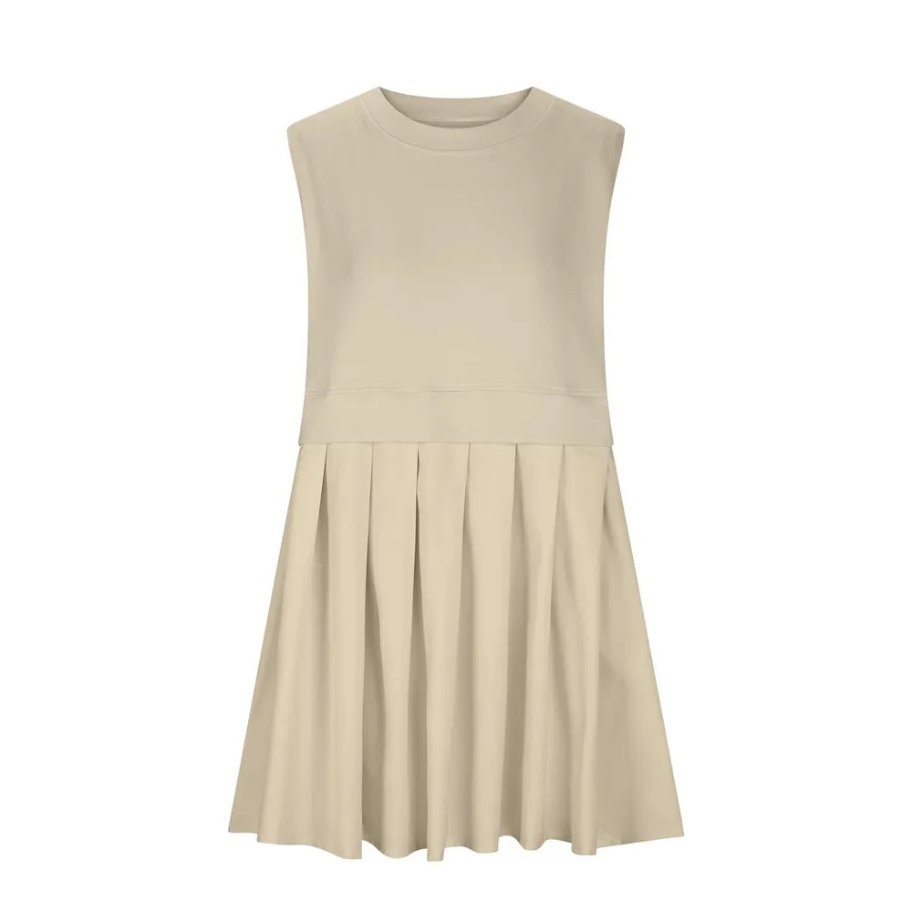 Pleated Sleeveless Mini Dress — AREVONNE product view 3