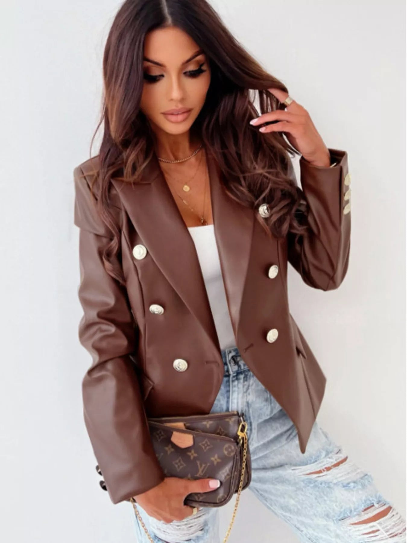 Double-Breasted Lapel Blazer — AREVONNE product view 2