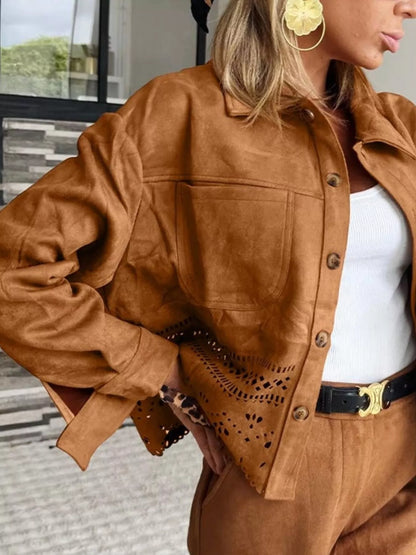 Faux-Suede Cutout Jacket — AREVONNE product view 2