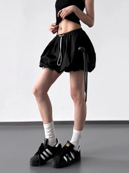 Drawstring Bubble Shorts — AREVONNE product view 5