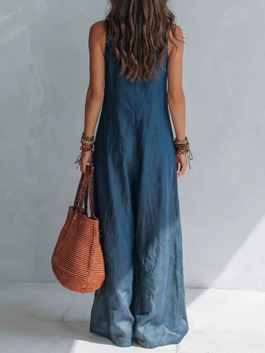 V-Neck Sleeveless Wide-Leg Jumpsuit