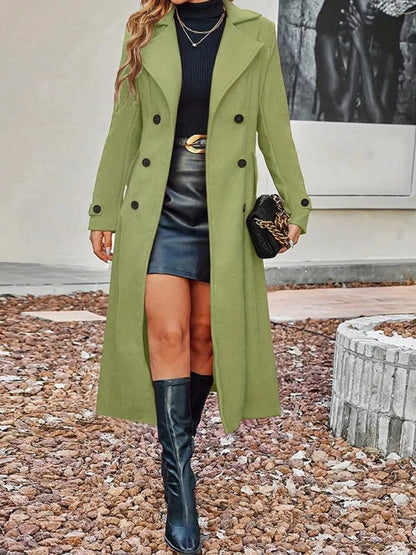 Double-Breasted Longline Trench Coat — AREVONNE product view 10