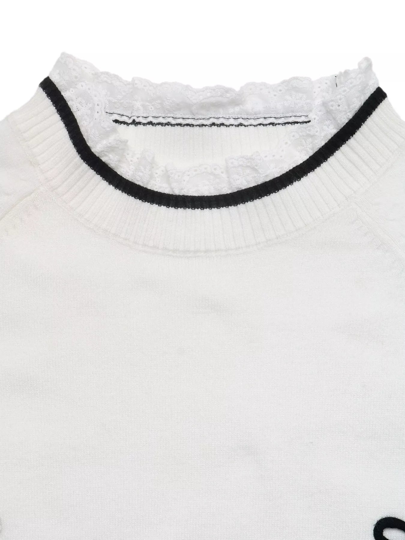 Bow-Embellished Lace-Trim Sweater — AREVONNE product view 11