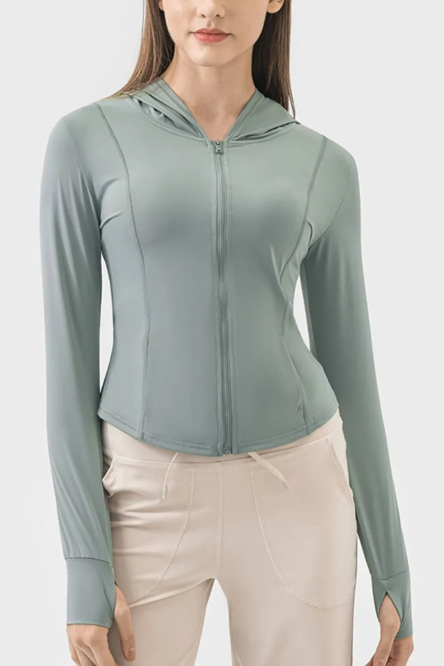 Pocketed Zip-Up Active Hoodie