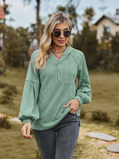 Cable-Knit Dropped-Shoulder Hoodie — AREVONNE product view 1