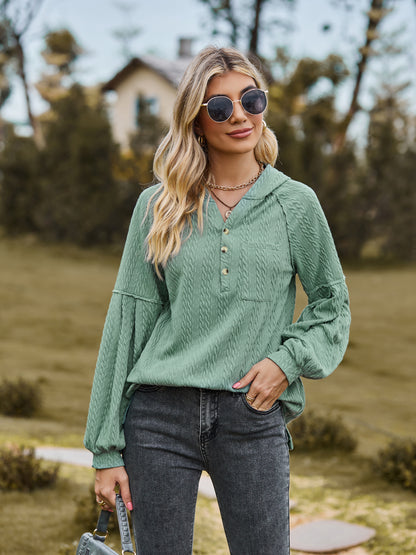 Cable-Knit Dropped-Shoulder Hoodie — AREVONNE product view 3