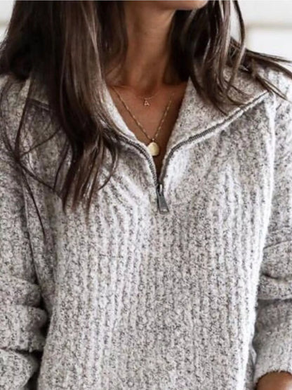 Half-Zip Textured Sweater — AREVONNE product view 2