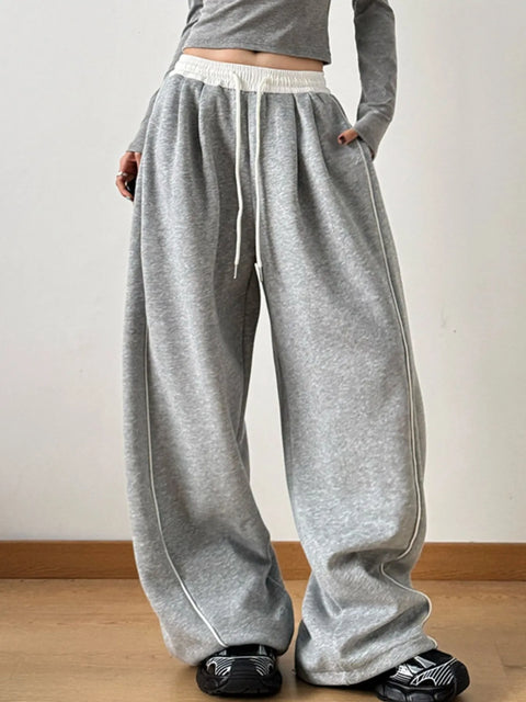 Pocketed Drawstring Wide-Leg Pants