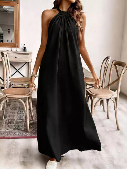 Ruched Halter-Neck Maxi Dress — AREVONNE product view 3