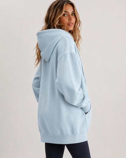 Longline Zip-Up Drawstring Hoodie — high-resolution product view 8