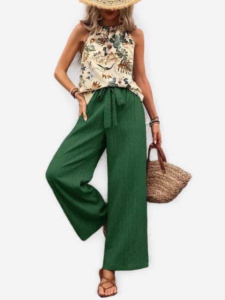 Printed Tank & Wide-Leg Pants Set — AREVONNE product view 1
