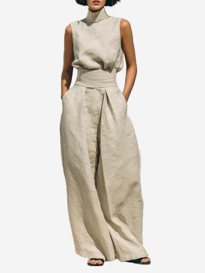 Turtleneck Sleeveless Two-Piece Set — AREVONNE product view 1